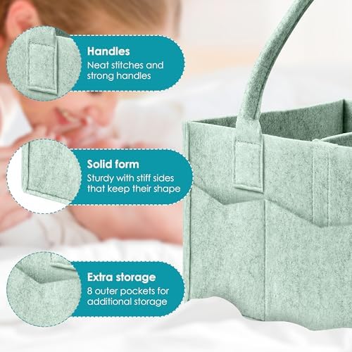 Cute Castle 2 Pack Diaper Caddy Organizer - Green Large