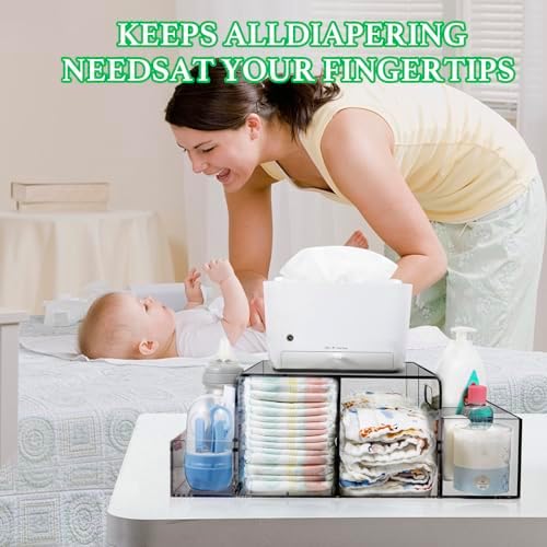 Nanyezh Acrylic Diaper Caddy with 4 Compartments