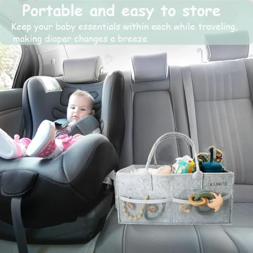 KAKKOII Baby Diaper Caddy with Handle and Pockets