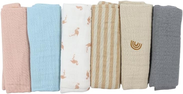 Kjuti Organic Muslin Washcloths 4 Layer 9x9 Inch 6 Pack