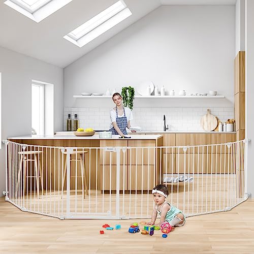 COMOMY 150 Wide Baby Gate with Door and Auto Close