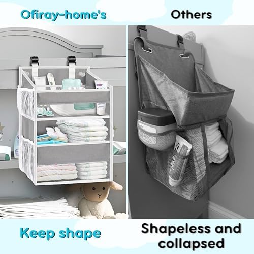 Ofiray-home Hanging Diaper Caddy with Mesh Pockets