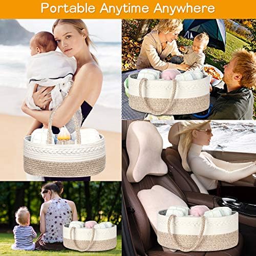 Maxgoods Baby Diaper Caddy Organizer - Cotton with Dividers and Pockets