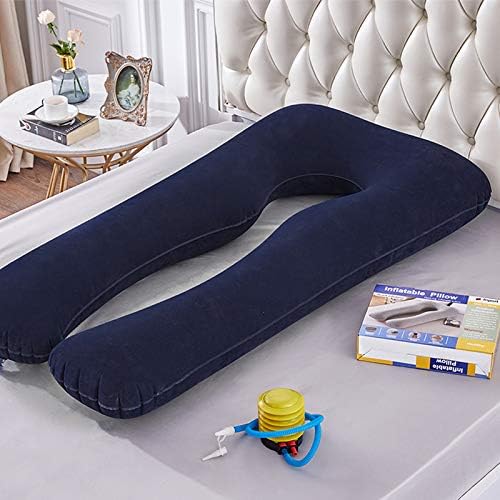 Updated 55 Inch Inflatable Pregnancy Pillow with Flocked Fabric