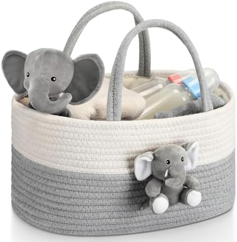 FoldTier Elephant Diaper Caddy Organizer Cart for Nursery
