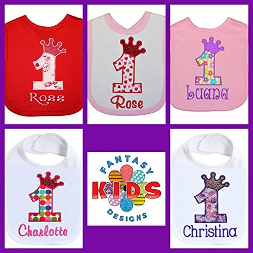 First Birthday Girl Bib with Custom Name Personalized