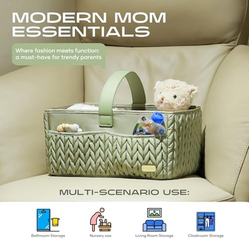 LUKJOJO Luxury Baby Diaper Caddy with Tote Bag