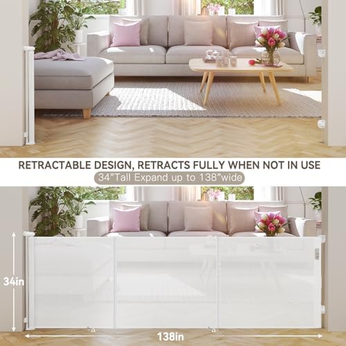Uamector 138 Inch Extra Wide Retractable Baby Gate