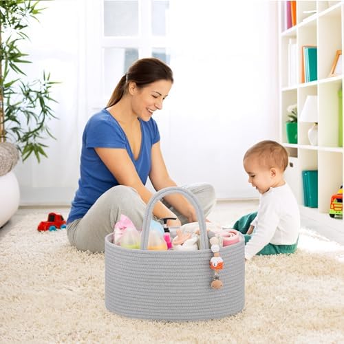 COMSE Large Diaper Caddy Organizer with T Dividers and Gift Bag