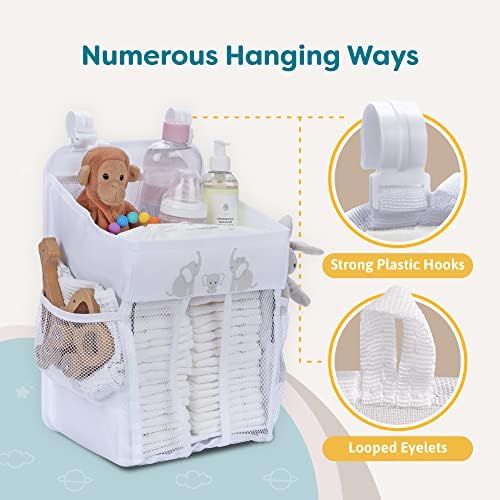 CRADLE STAR Hanging Diaper Caddy Organizer - 50 Diapers 17x9x9 Inches White