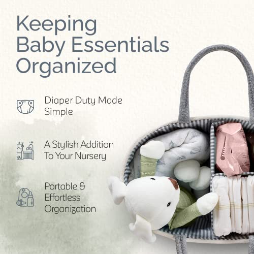 KiddyCare Woven Diaper Caddy Basket with Handle Lid