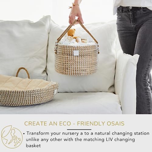 Premium Baby Diaper Caddy Organizer - Handmade Seagrass Basket