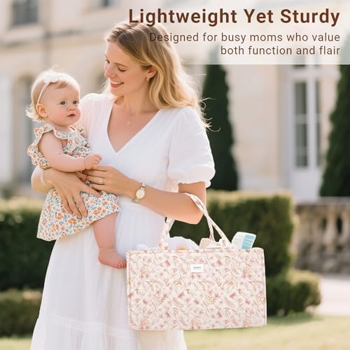 Konssy Baby Diaper Caddy Organizer Tote Bag
