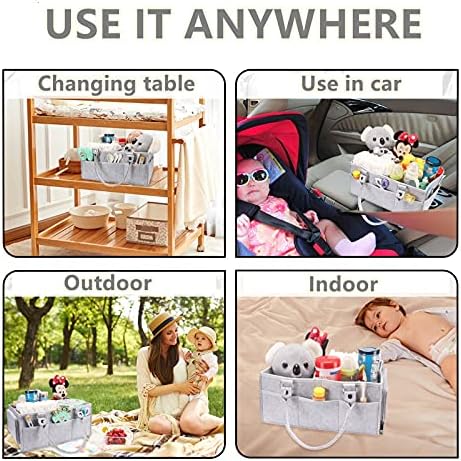 XUANGUO Baby Diaper Caddy Organizer with Handle - Grey