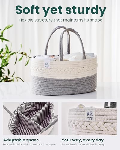 PILPOC Grey Diaper Caddy Organizer for Baby Boy or Girl