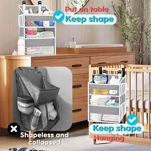Ofiray-home Hanging Diaper Caddy with Mesh Pockets