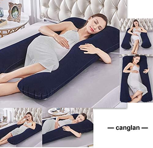 Updated 55 Inch Inflatable Pregnancy Pillow with Flocked Fabric