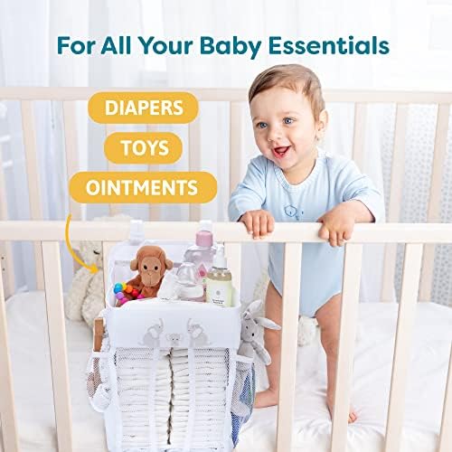 CRADLE STAR Hanging Diaper Caddy Organizer - 50 Diapers 17x9x9 Inches White