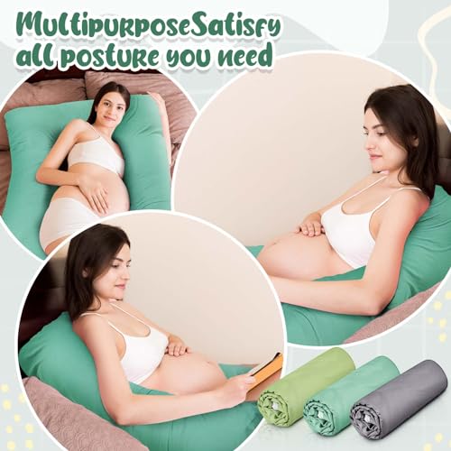 Hahafelt 3 Pcs Cotton Pregnancy Pillow Cover U Shaped