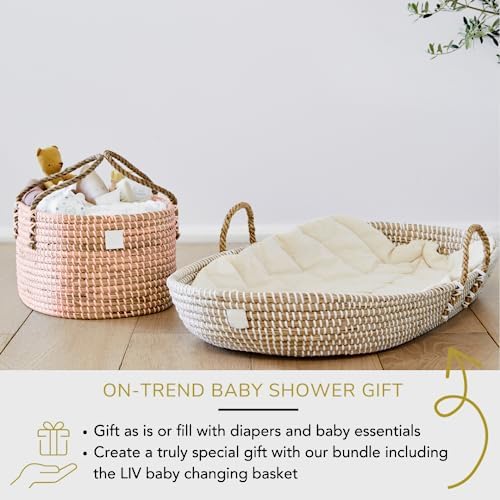 Premium Pink Baby Diaper Caddy - Handmade Seagrass Organizer