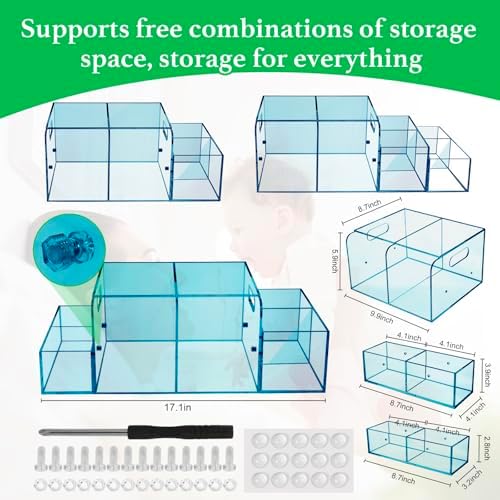 Nanyezh Acrylic Diaper Caddy 4 Compartment Organizer with Anti-slip Feet Blue