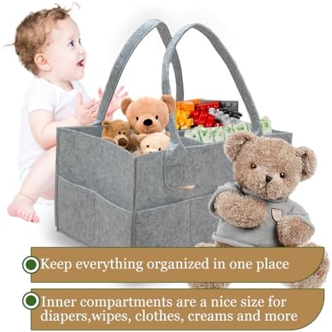 2 Pack Diaper Caddy Organizer - Grey