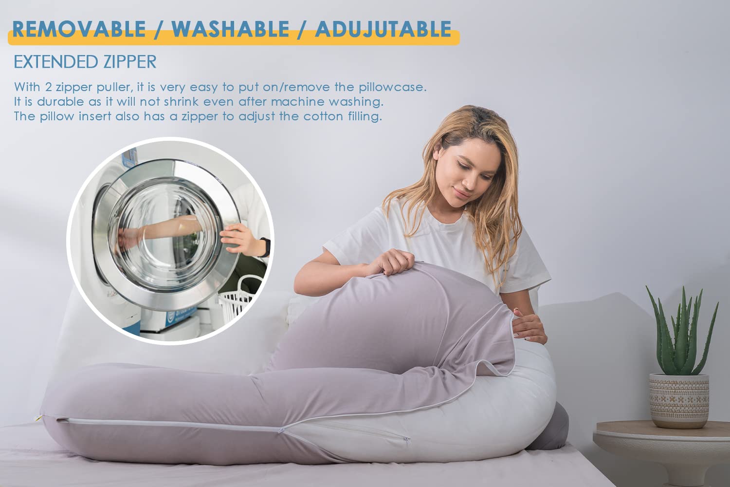 INSEN Pregnancy Pillow Cooling C Shaped for Side Sleeping