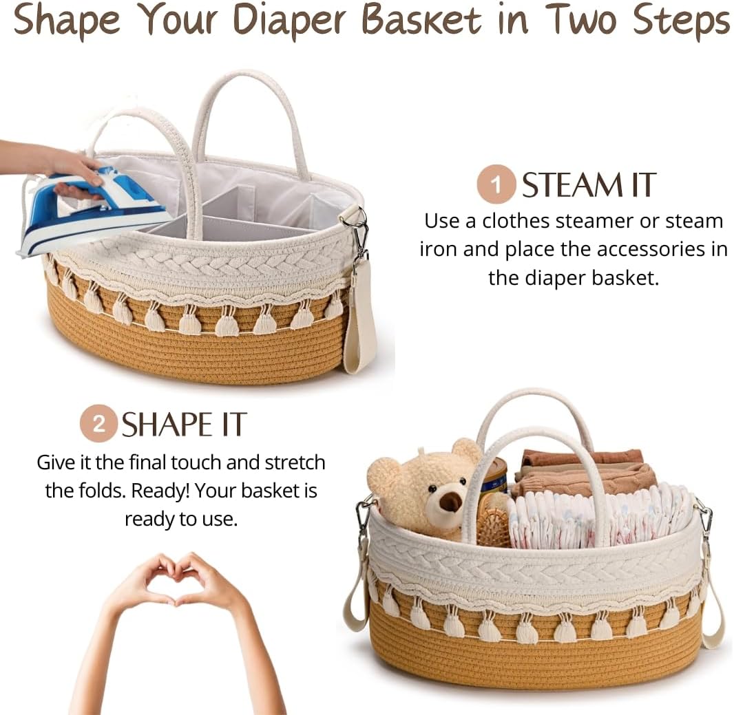 SEBRAM Diaper Caddy Organizer Brown