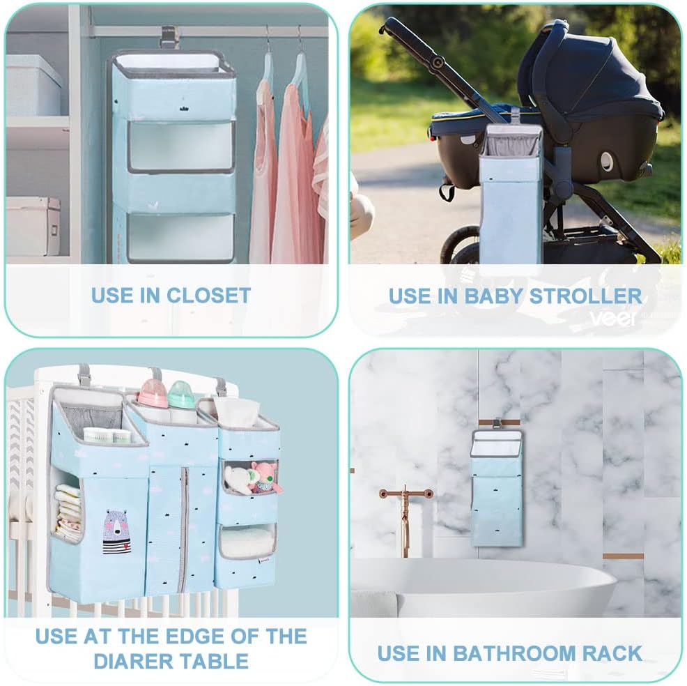 TOCKONIMN 3-in-1 Hanging Diaper Caddy Organizer
