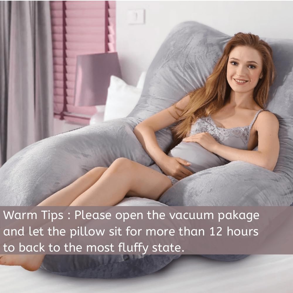 60 Inch Full Body Pregnancy Pillow with Cooling Washable Cover