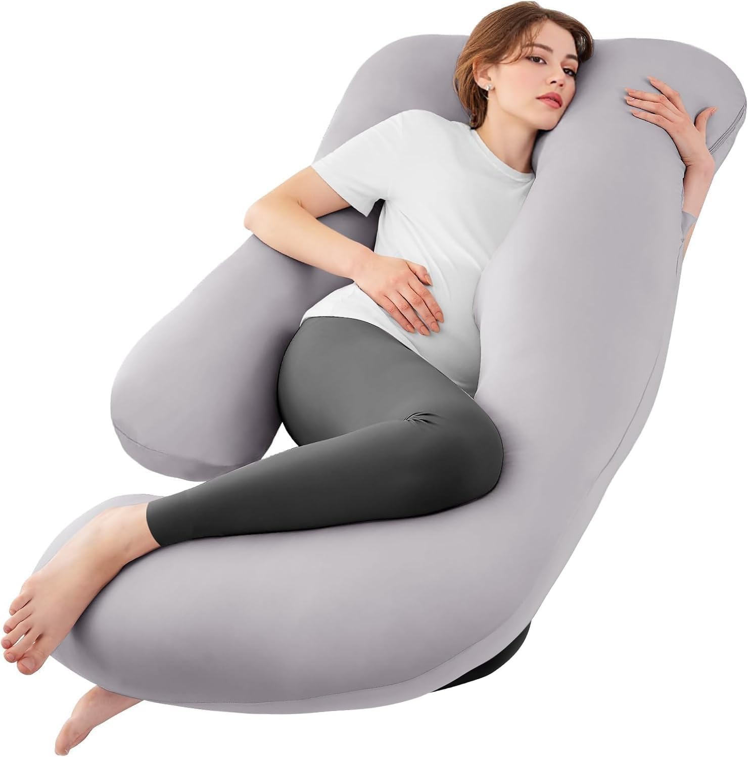 ZZZhen G Shaped Pregnancy Pillow - 56 Inch Support Back Hips Legs