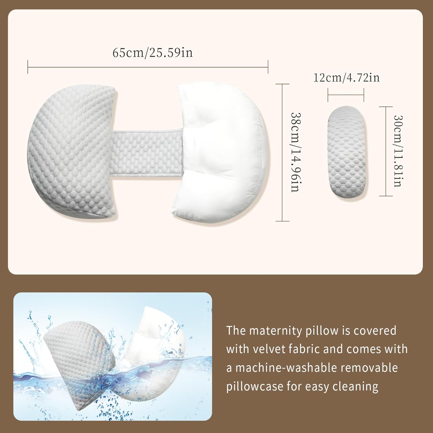 Cococu Cooling Pregnancy Pillow with Adjustable Wedge Support - Grey