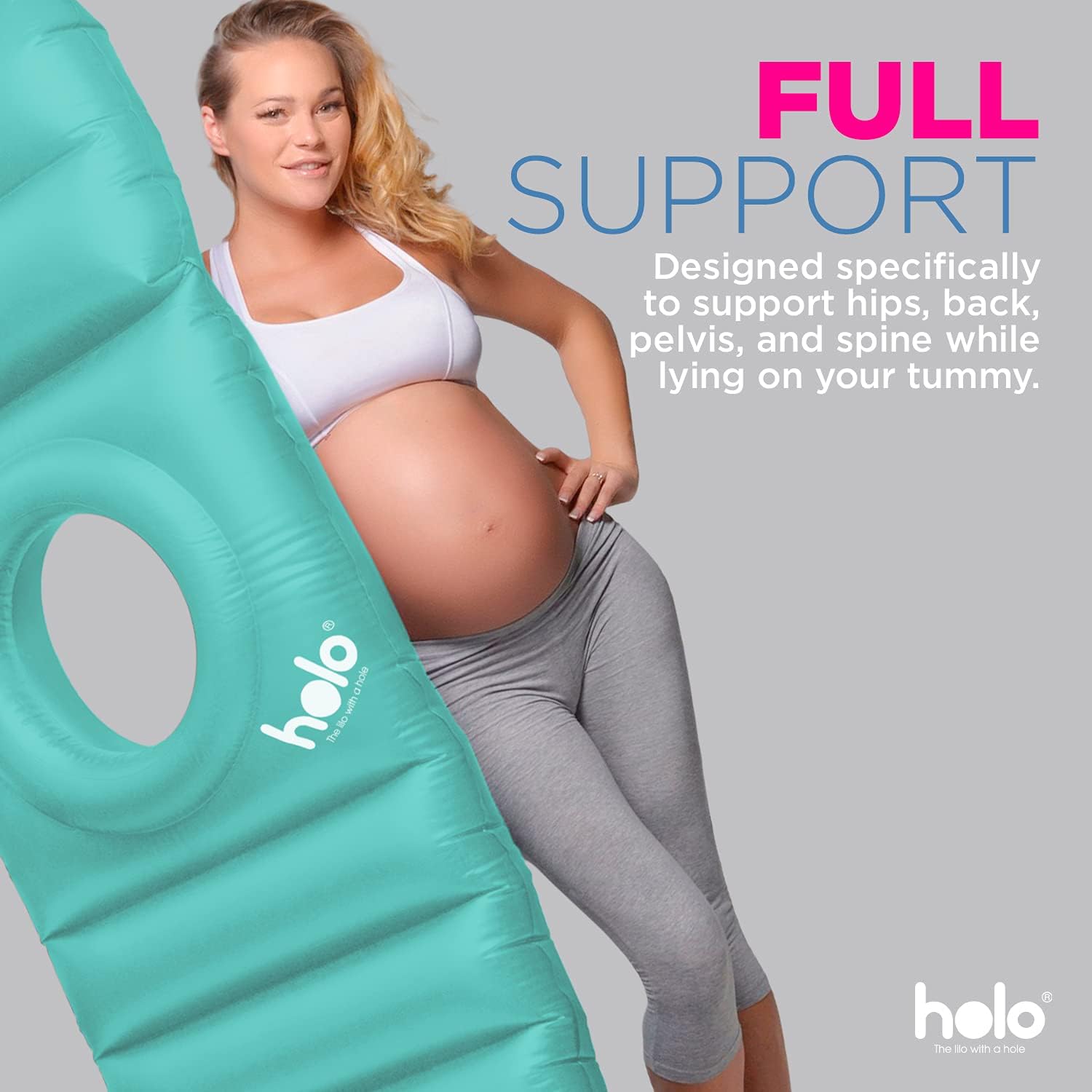 HOLO Inflatable Pregnancy Pillow - Full Body Maternity Support Mint