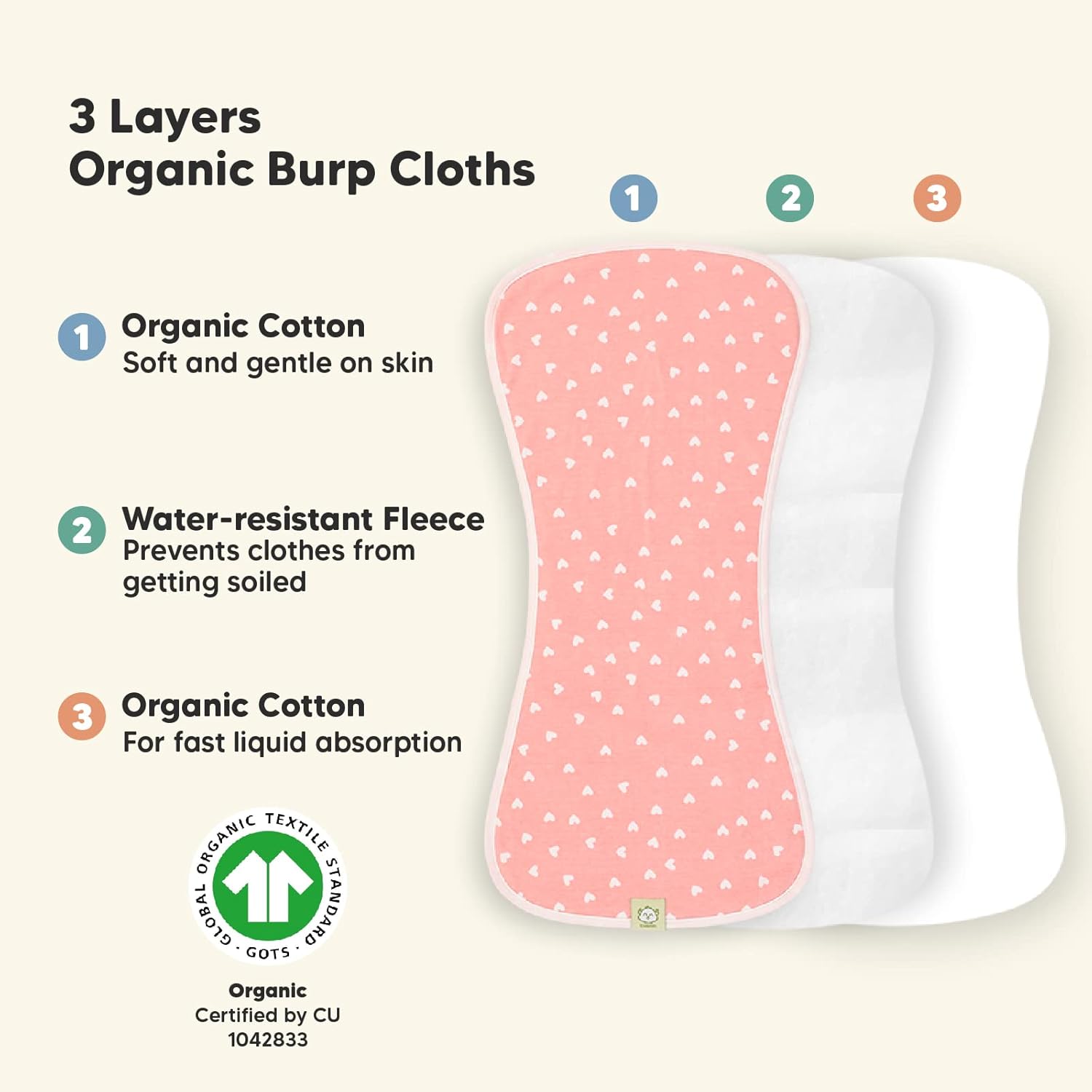 KeaBabies Diaper Caddy Organizer with 5-Pack Burp Cloths 1