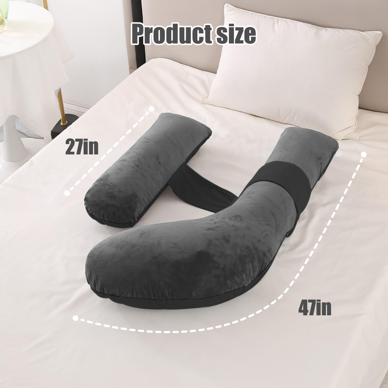 Anfrandce Pregnancy Pillow with Adjustable Support Grey