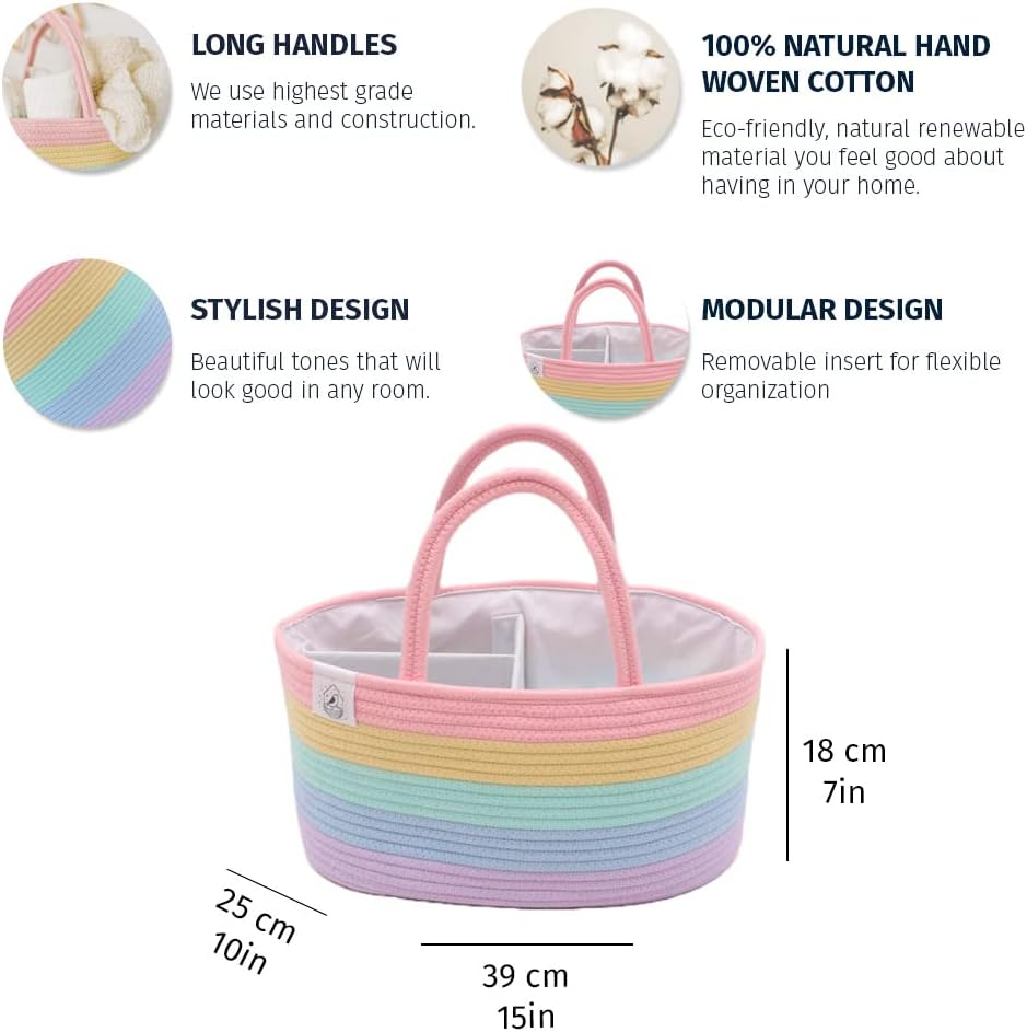 OrganiHaus Rainbow Diaper Caddy Basket Organizer 1