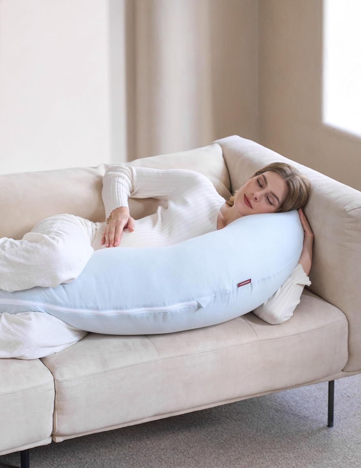 Momcozy Pregnancy Pillow for Side Sleepers Blue