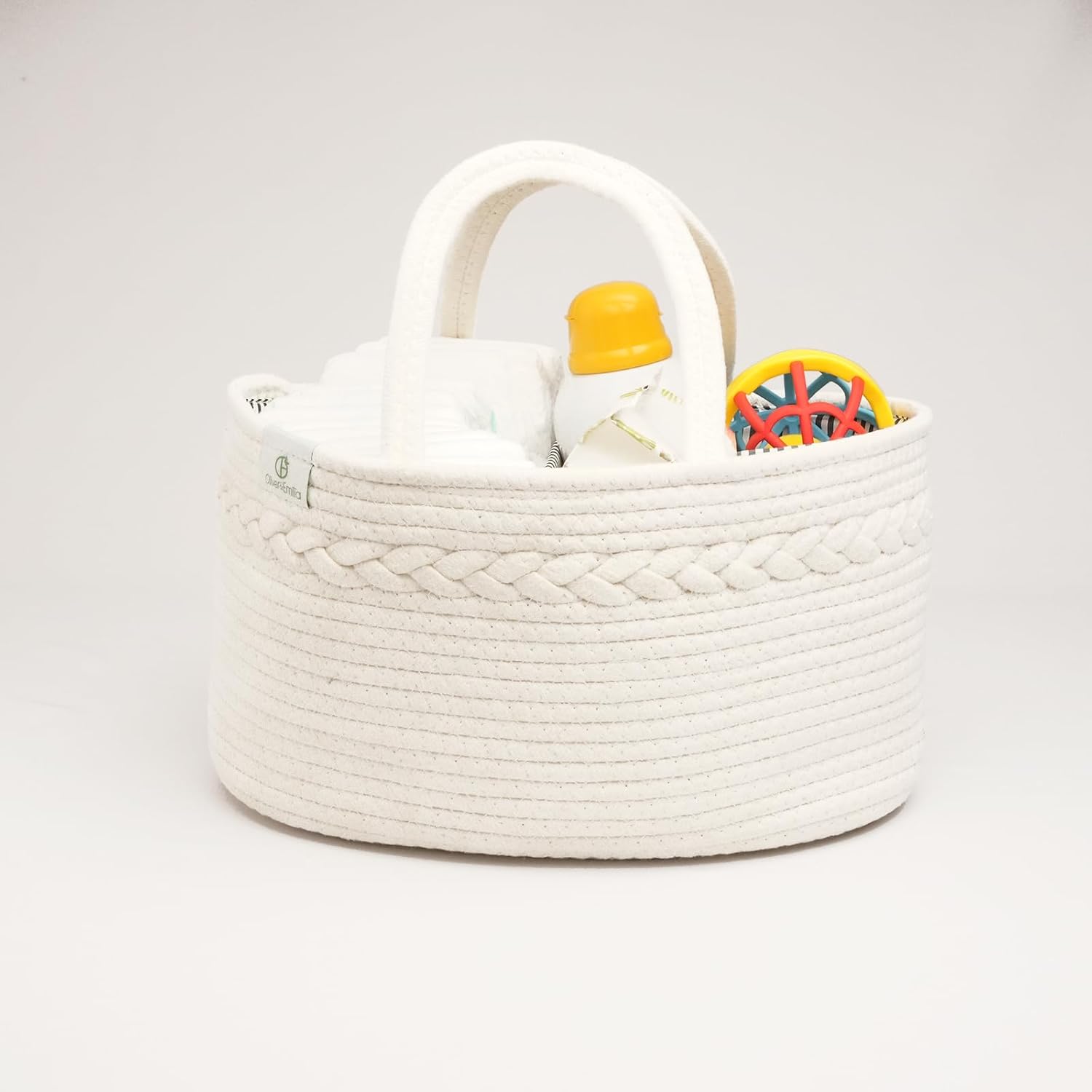 Oliver Emilia Diaper Caddy - Portable Woven Organizer with Handle