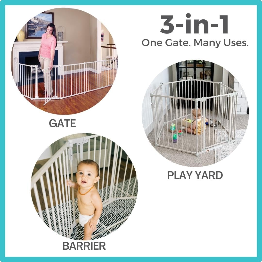 Toddleroo 3 in 1 Metal Superyard 151 Wide with Wall Mount Kit 1