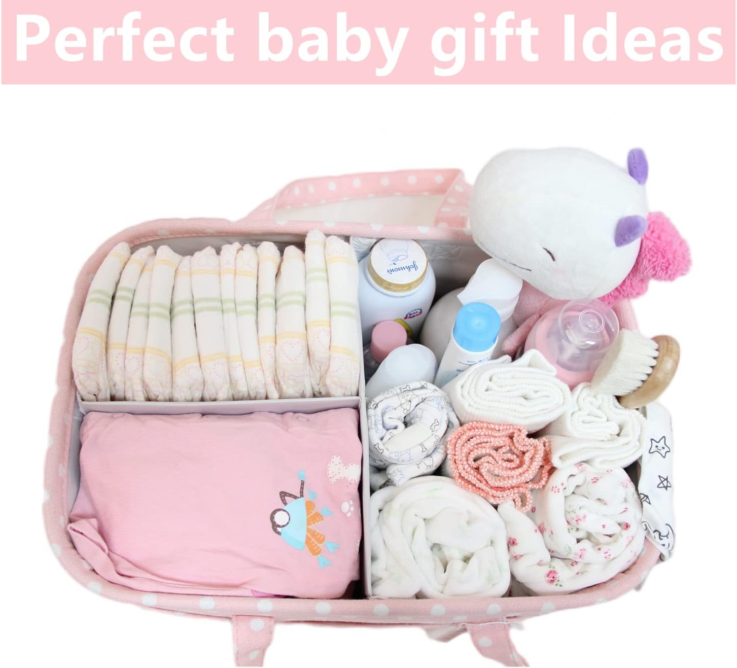 QiANBiRD Pink Diaper Caddy Organizer for Baby Girl