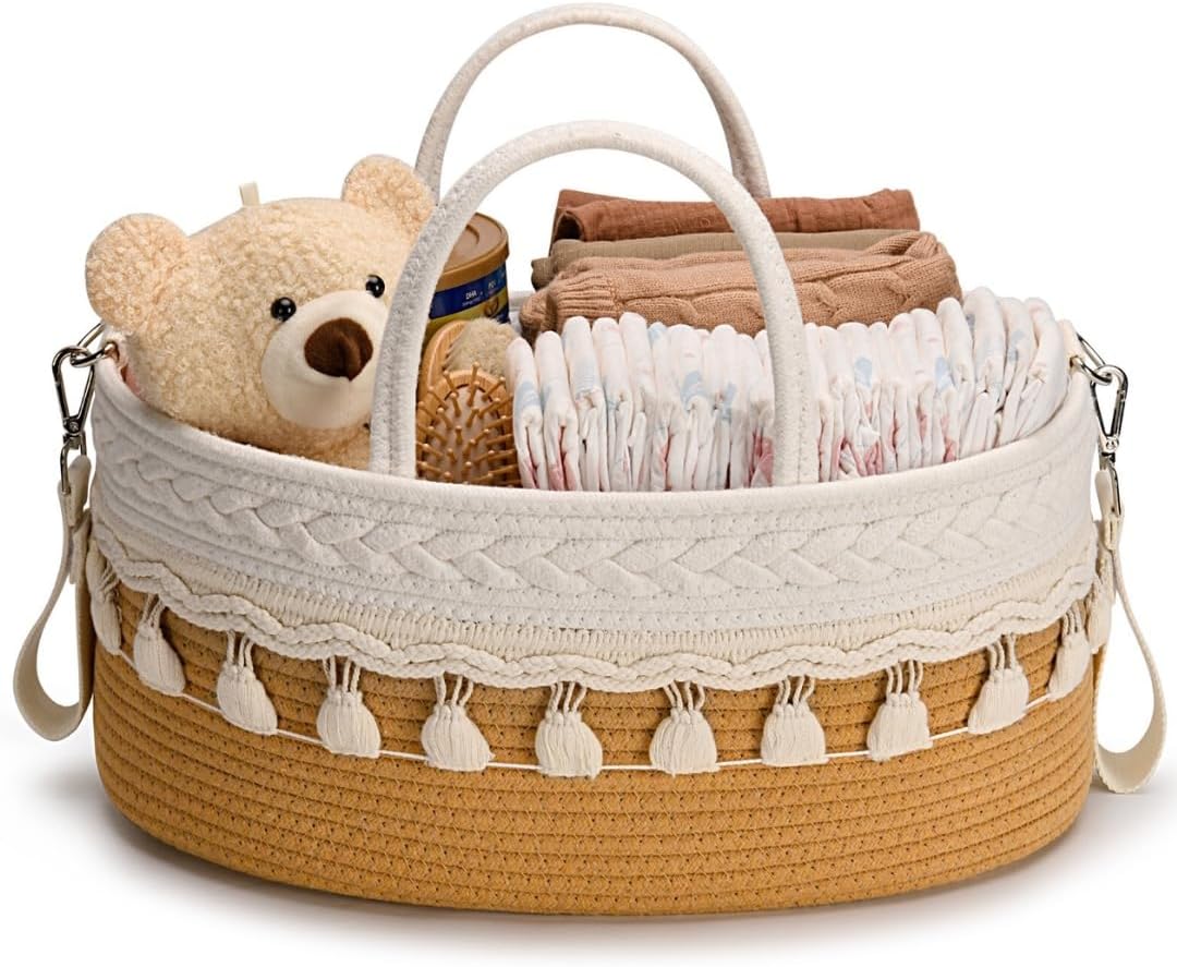 SEBRAM Diaper Caddy Organizer Brown