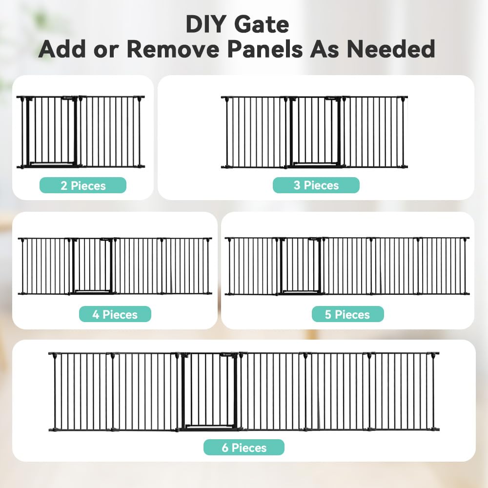 COMOMY 150 Wide Baby Gate with Door and 6 Panels
