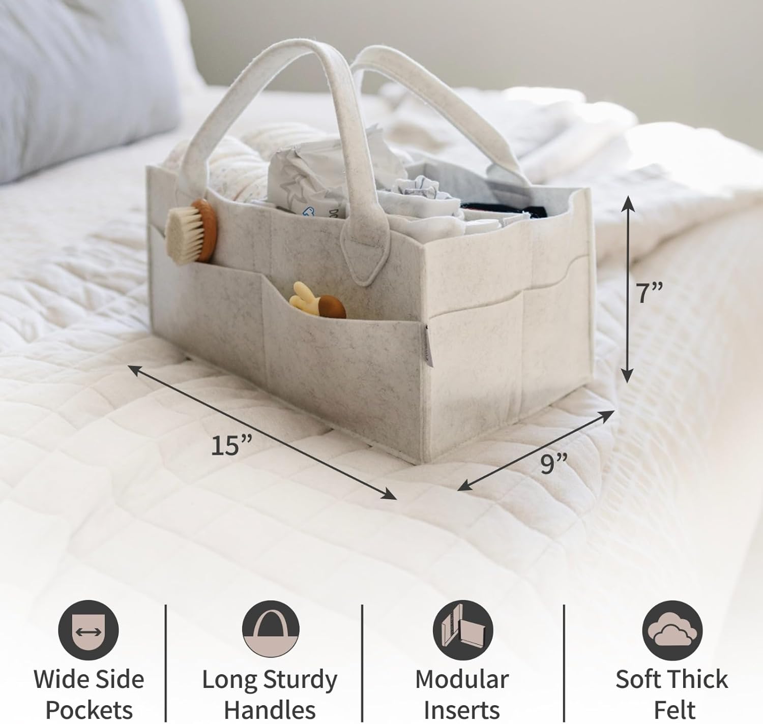 Putska Baby Diaper Caddy Organizer - White Large