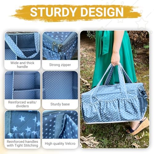 Extra Large Diaper Caddy with Lid Cover and Shoulder Strap