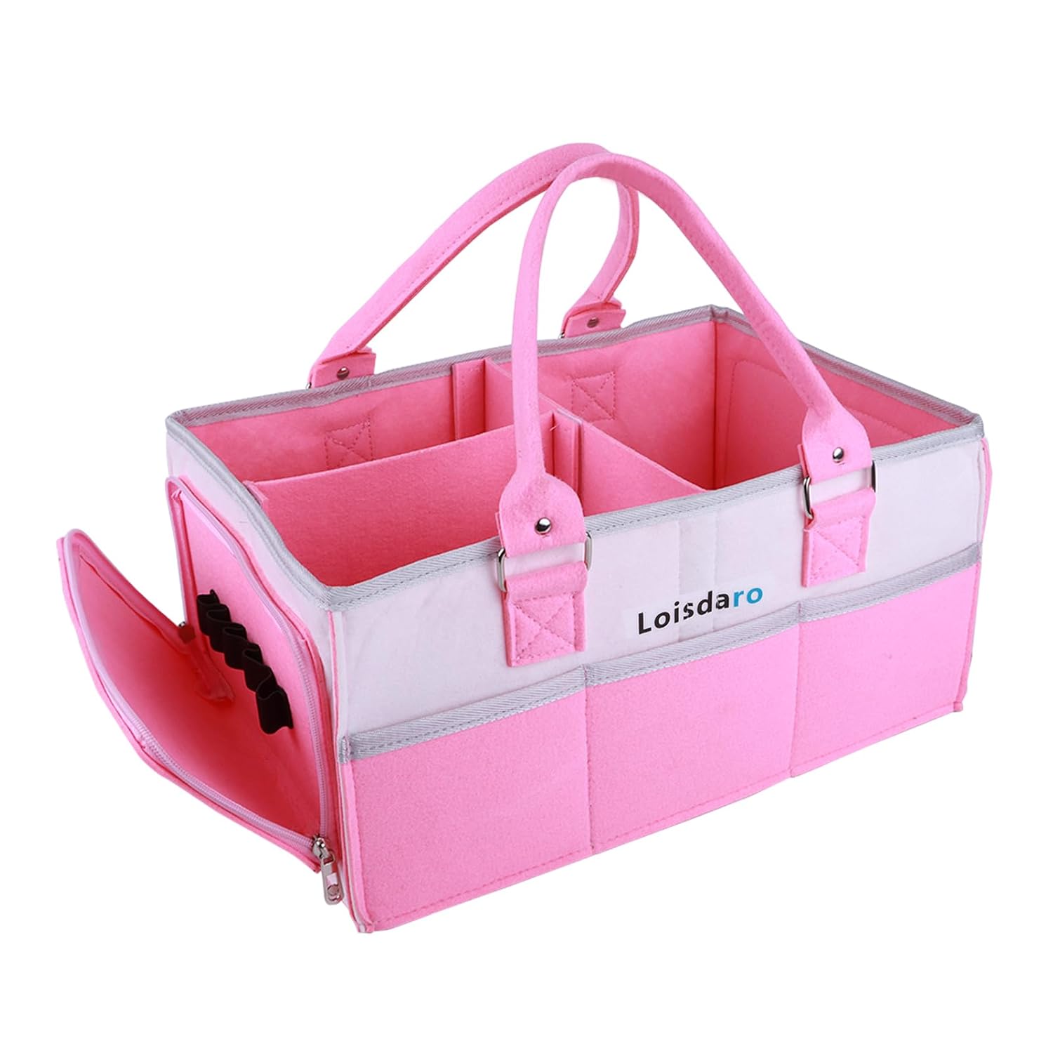 Loisdaro Baby Diaper Caddy with Handles and Dividers