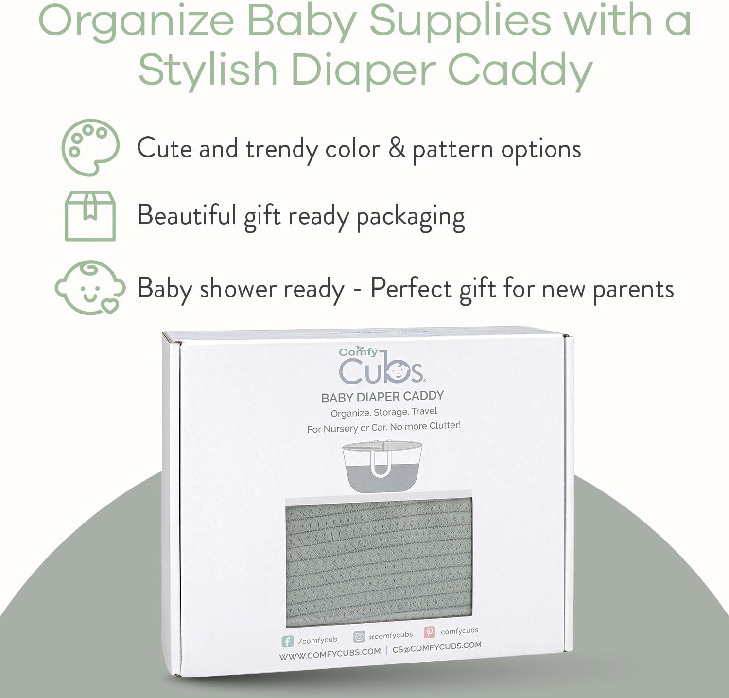 Comfy Cubs Sage Rope Diaper Caddy Organizer