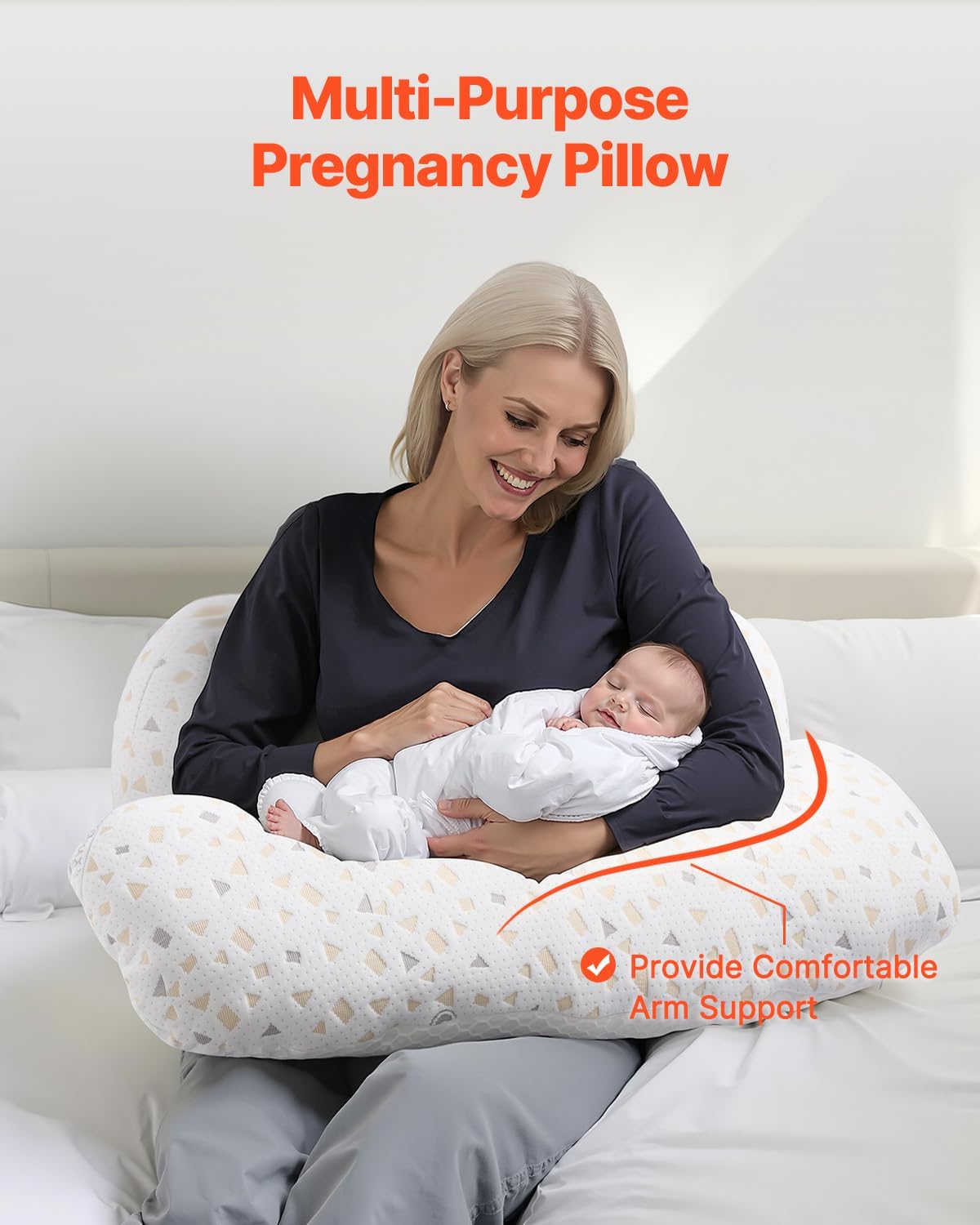 VEVOR Pregnancy Pillows Adjustable Maternity Pillow with Removable Cover