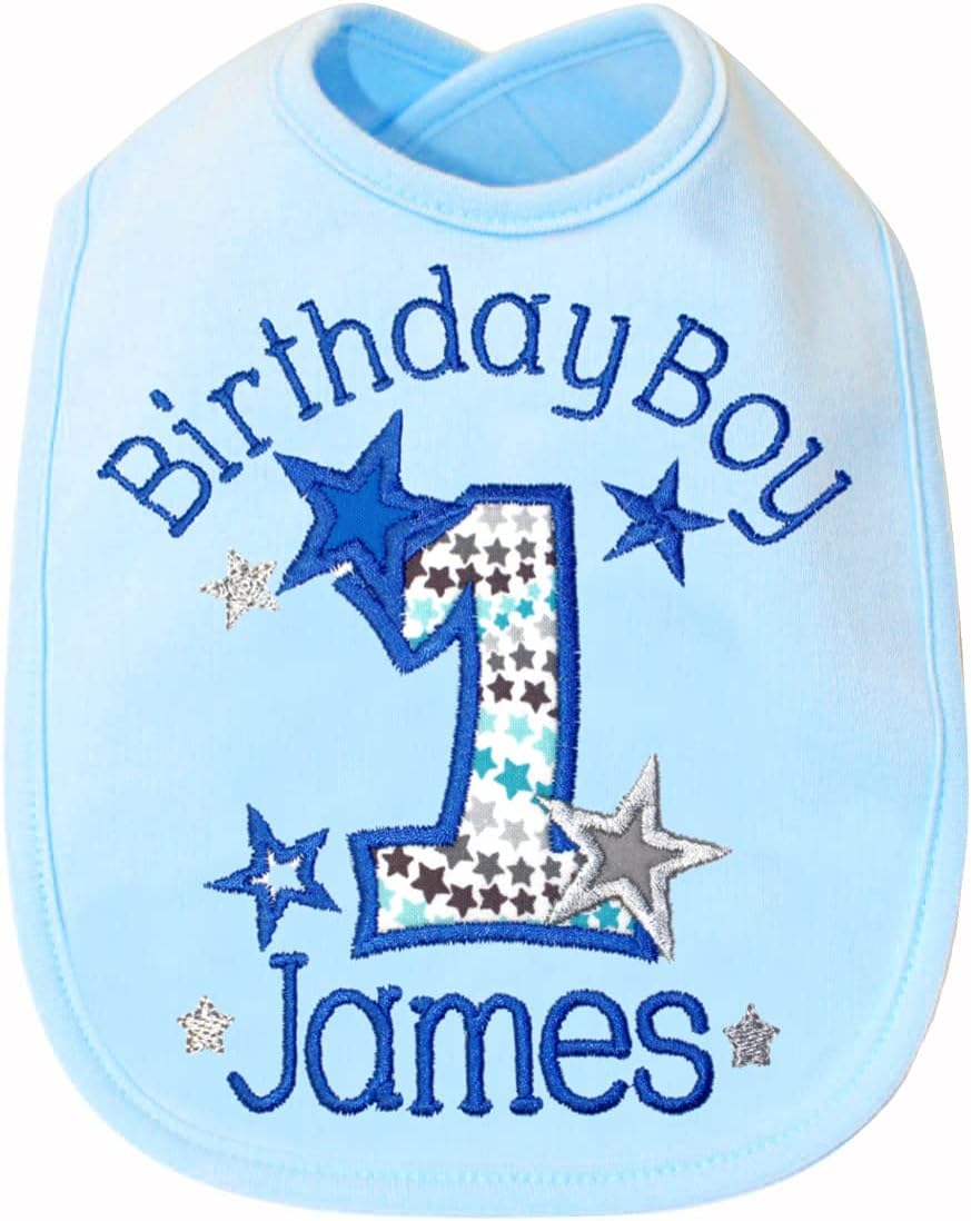 Fantasy Kids Designs 1st Birthday Boy Bib with Custom Name