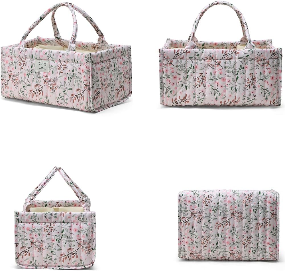 MOMIGO Floral Diaper Caddy Organizer - Pink