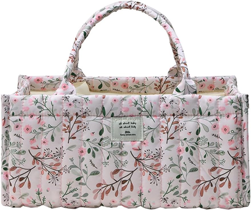 MOMIGO Floral Diaper Caddy Organizer - Pink